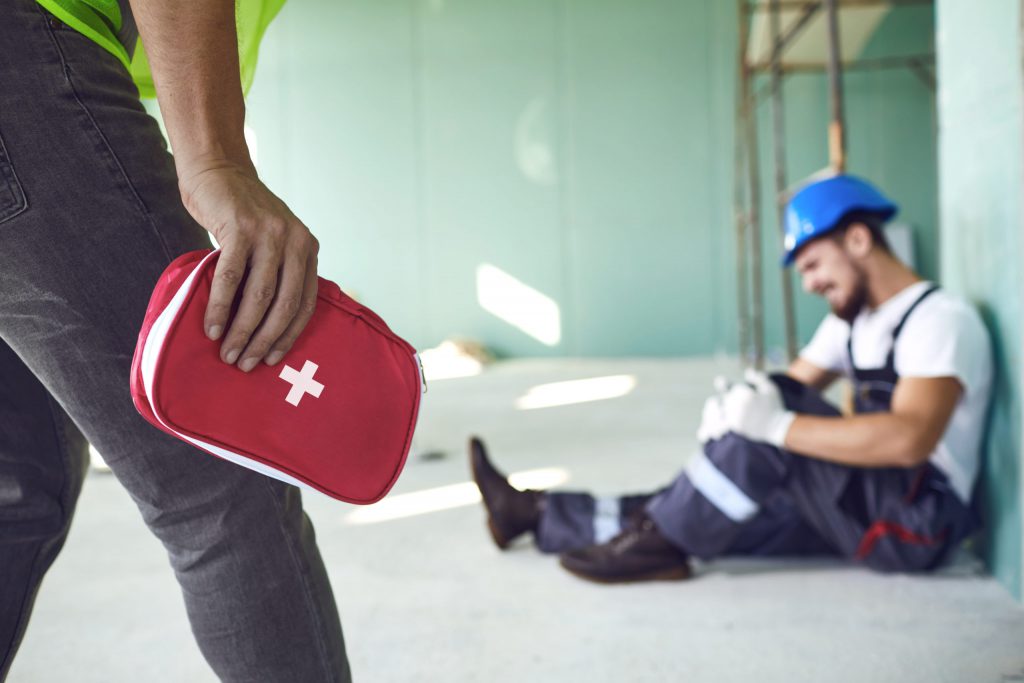 Construction worker accident with a construction worker.