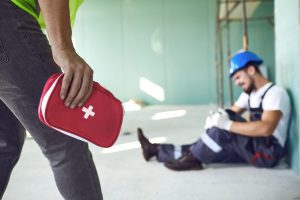 Construction worker accident with a construction worker.