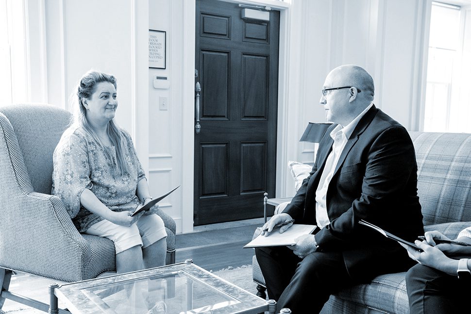 Attorney talk to client.